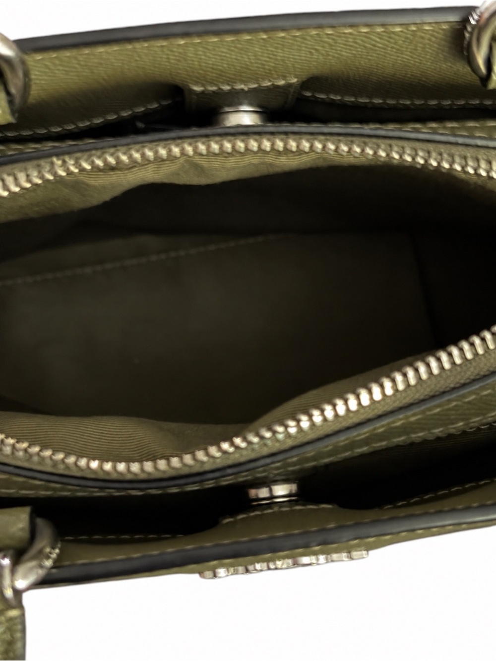 Coach 91146 Mini Lillie Carryall Bag Crossgrain Leather Crossbody Olive Green - Picture 6 of 9